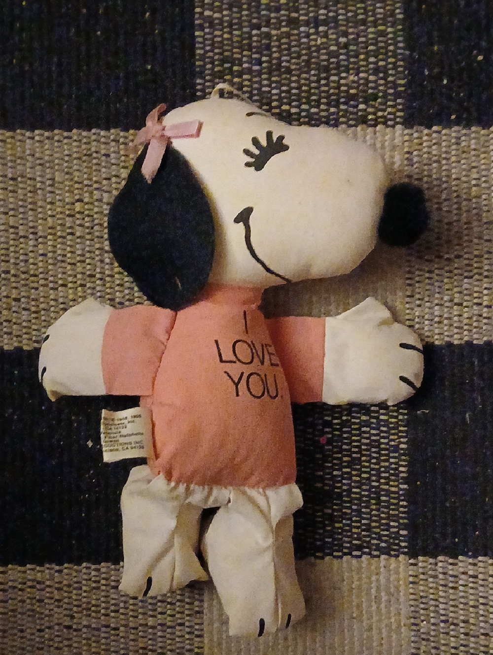Vintage 1960s I Love You Plush Snoopy's Little Sister Belle